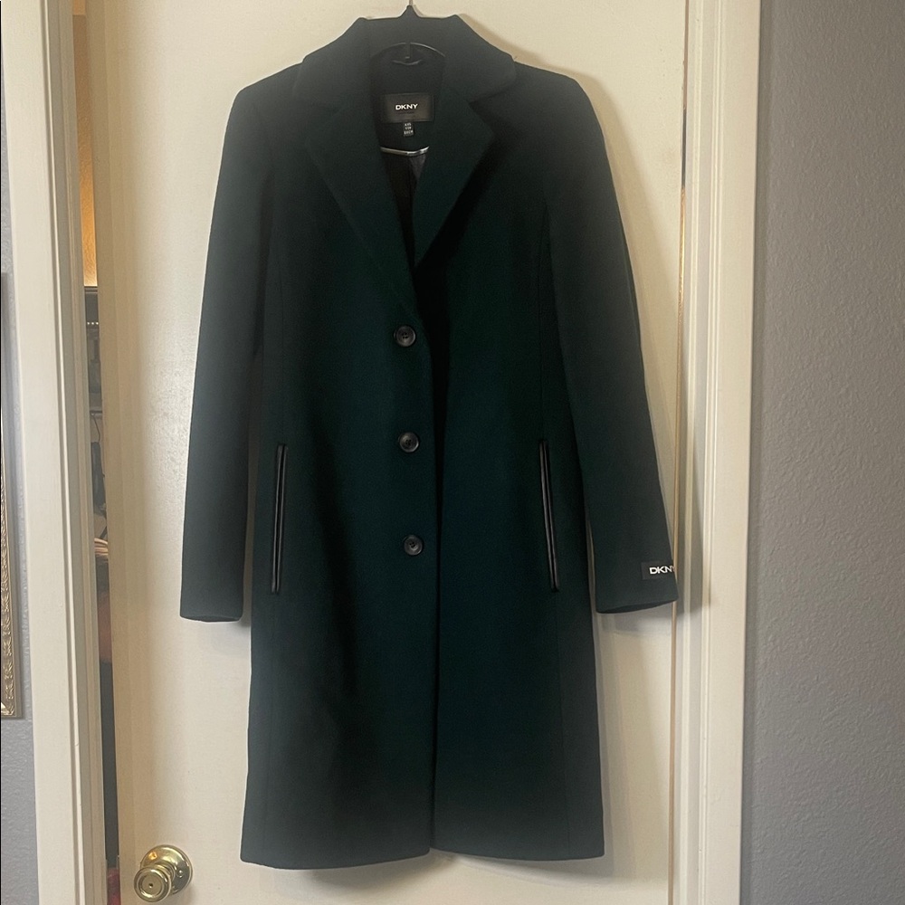 DKNY Green Trench Coat Size XXS